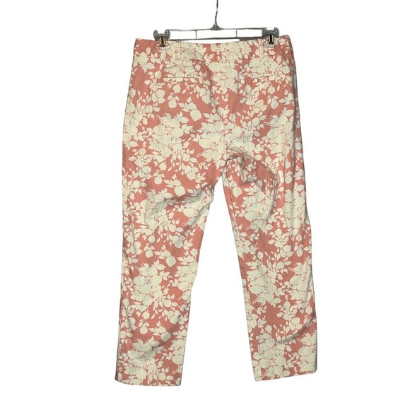 Talbots‎ Womens Signature  Pink Cream Floral Cropped Pants Size 6 - Picture 3 of 7